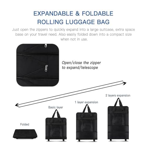 HUIOP Expandable Foldable Suitcase Collapsible Rolling Travel Luggage Bag for Men Women,travel suitcase — view 6