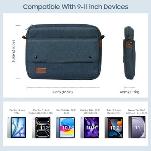 TiMOVO 9-11" Tablet Sleeve with Strap for iPad A16 Tab, Indigo — view 2