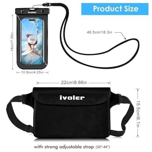 ivoler Waterproof Pouch Bag + Phone Case, Black — view 2