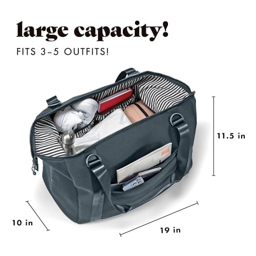 Fit & Fresh Premium Neoprene Weekender Bag, Travel Bag with Trolley Sleeve, Large Overnight Bag, Carry on Bag, Duffel Bags, Gym Bag, Basalt, Carry-On, Neoprene Weekender Duffel Bag — view 5