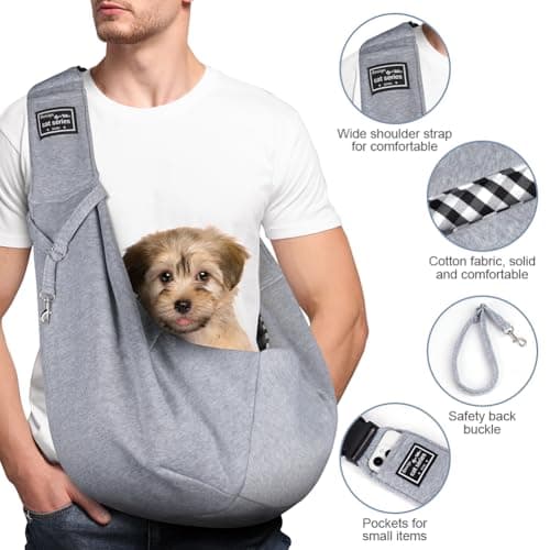 Adiwo Puppy Carrier - Reversible Hands-free Dog Carry Sling for Small & Medium Dogs & Cats, Soft & Comfortable, Adjustable Dog Carrier Bag Shoulder Tote for Outdoor Walking, Travel & Shopping — view 3