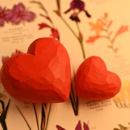 Handmade Heart Gift,Wooden Red Heart for Holding in Hand,Warm Encouraging Pocket Gift for Valentines,Birthday,Anniversary,Couples,Husband,Wife,Boyfriend,Girlfriend,Home Decor (4CM+6CM) — view 3