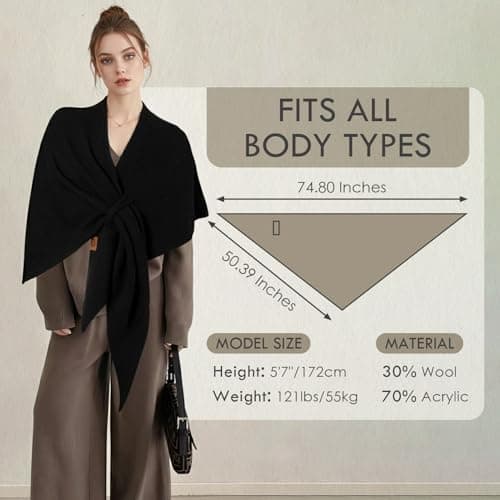 Ladiery Triangular Pashmina Wraps for Women, Premium Spring Autumn Winter Knitted Shawl, Soft Warm Scarf for Travel Party Daily Wear Gift — view 5