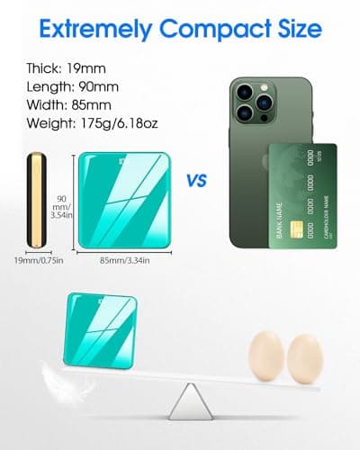 Portable Charger, 10000mAh Power Bank with Built in 4 Cables, Slim Smallest Portable Charger LED Display, External Battery Pack Travel Essential Phone Charger for iPhone Samsung iPad Android (Blue) — view 3