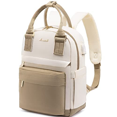LOVEVOOK Backpack Womens Small Fashion Rucksack Bag for Ladies with USB Port Waterproof Handbag for Girls Anti-theft Mini Casual Daypack City Pack for School Uni Travel, Beige Khaki