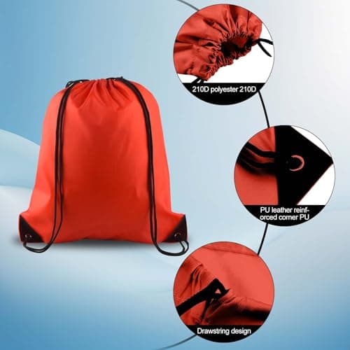 PLULON Red Drawstring Bags Drawstring Backpack Bulk, String Backpack Cinch Sack Sport Gym Bags for Yoga Traveling Outdoor Sports — view 3