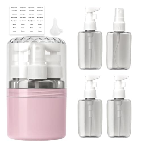 Xiuxhae Refillable Dunkle 4 In 1 Travel Bottles Set for Toiletries(PINK)