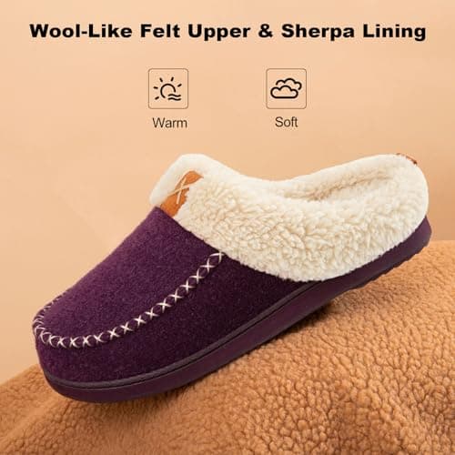 LongBay Women's Warm Slippers Memory Foam Winter House shoes 3-4 UK, Purple — view 4