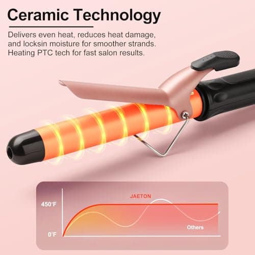 JAETON 25mm Curling Tong, Hair Curler for Natural Waves and Curls 100-230℃ — view 2