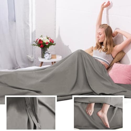 BREENHILL Sleeping Bag Liner, Camping Travel Sheet with Zip, Grey 80cm — view 5