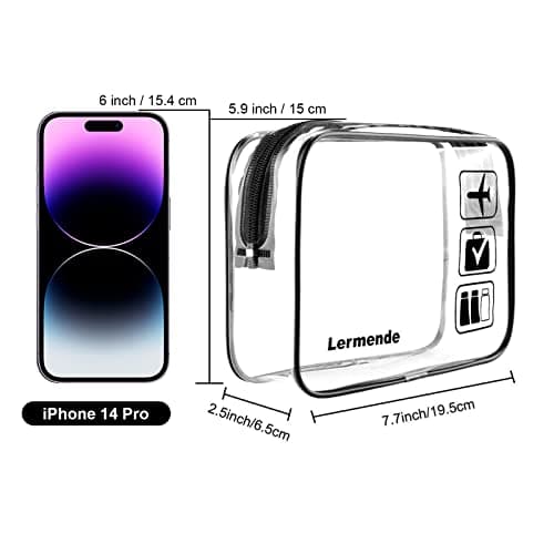 2pcs/Pack Lermende Clear Toiletry Bag TSA Approved Travel Carry On Airport Airline Compliant Bag Quart Sized 3-1-1 Kit Luggage Pouch (Black) — view 2