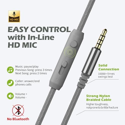Ailihen C8 Foldable Headphones with Mic and Volume Control, Grey Green — view 4