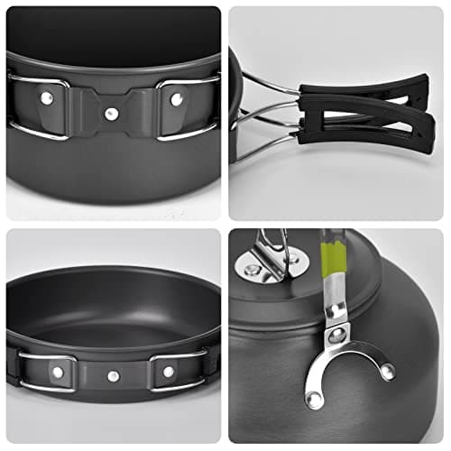 Queta Camping Cooking Set Outdoor Camping Pans Pots and Stove Cooking Gear for Outdoor Hiking BBQ Picnic Campfire Backpacking Travel (Style A) — view 2