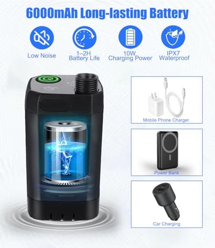 Portable Shower for Camping with Temperature Display: 6000mAh Shower Pump — view 3