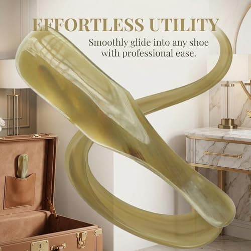 Homoyoyo Ox Horn Shoehorn Convenient Shoe Wearing Auxiliary Tool Shoe Lifter with Comfortable Grip Smooth Rounded Edges Portable Travel Accessory for Men and Seniors — view 4