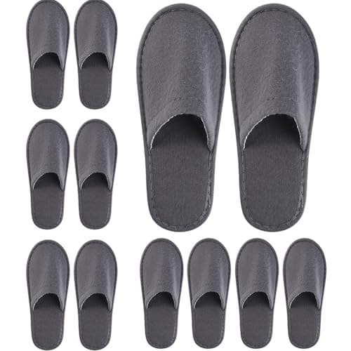 kuou Disposable Spa Slippers,6 Pairs Hotel Guest Slippers Grey Close Toes