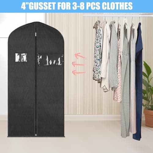 12Pcs Garment Bags for Hanging Clothes, 6Pcs Suit Covers (120x60cm) with Clear Window & Card Holder, 6Pcs Breathable Shoe Bags, Moth-Proof Non-Woven Clothes Protector for Suit, Coat, Dress — view 6