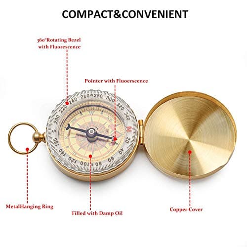 Early Buy Vintage Luminous Pocket Compass, Waterproof for Camping & Hiking — view 3