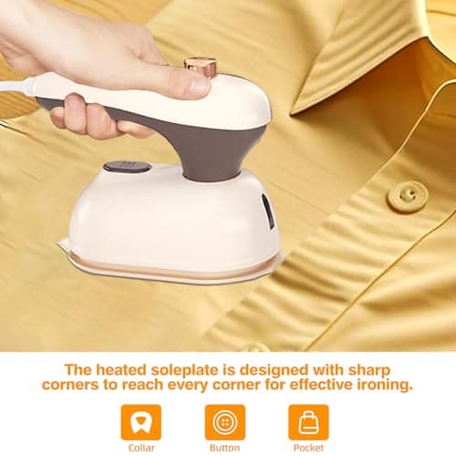SUODAO Mini Travel Iron, 180° Rotating Foldable Mini Steam Iron Handheld with 50ml Water Tank,20s Fast Heat Up Portable Iron Support Dry and Wet Ironing,Ceramic Nonstick Soleplate for Home and Travel — view 5