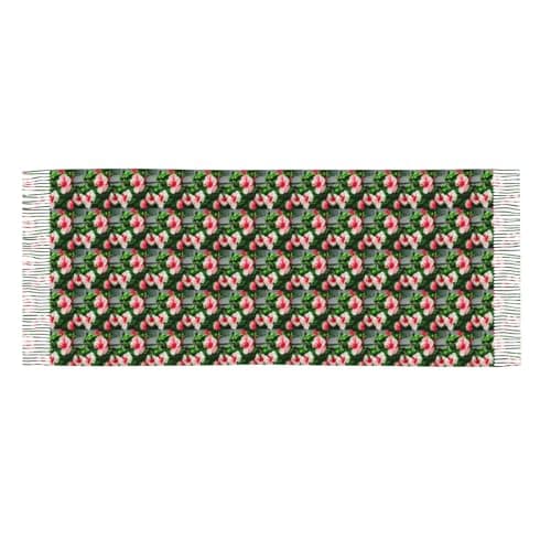 Hibiscus Flowers Print Elegant Fringe Scarf Shawl Wrap For Women Winter Fall Spring Travel Accessory Gift — view 5