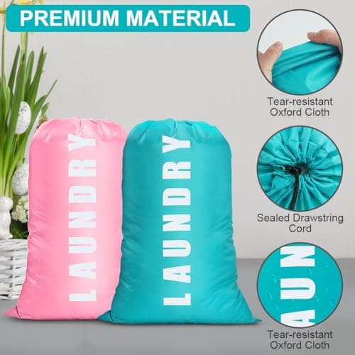 flintronic 2 Pack Extra Large Laundry Bag, 61×91cm Foldable Storage Bag, Dirty Clothes Bags, with Drawstring Closure, Durable Rip-Stop, Convenient, for Travel/Bathroom/Bedroom/Dormitory — view 5