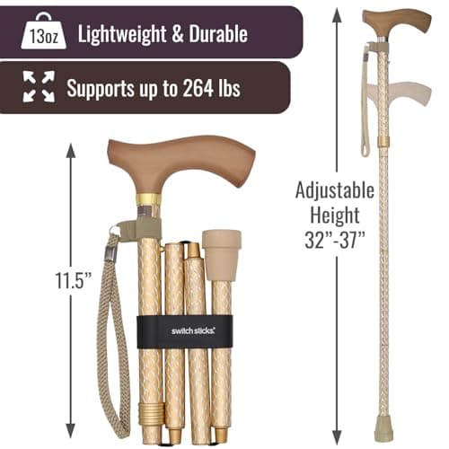 Switch Stick Luxury Engraved Pearl Walking Stick - Folding And Adjustable — view 4