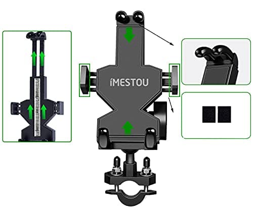 iMESTOU Aluminium Motorcycle Phone Mount U-Bolt Handlebar 1" Ball Stem Cellphone Holder 360 Rotating Universal for 4.0“-7.2” Large Phones — view 5