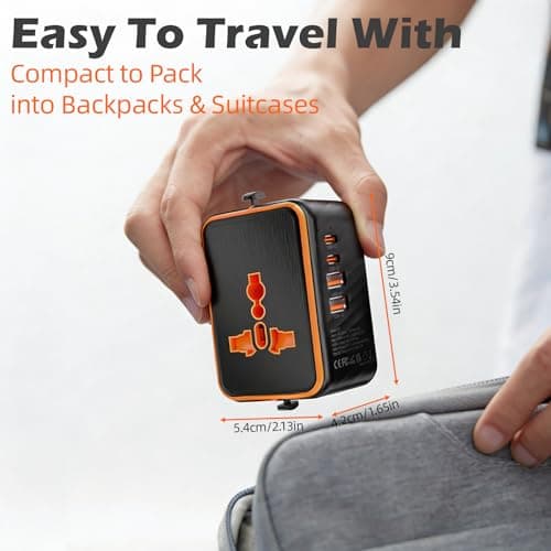 Universal Travel Adapter, All In One Travel Plug Adapter Worldwide Multi Plug with UK EU AU US Plugs & 1 Universal AC Outlet & 4 USB Ports for Laptops Tablets Phones — view 6