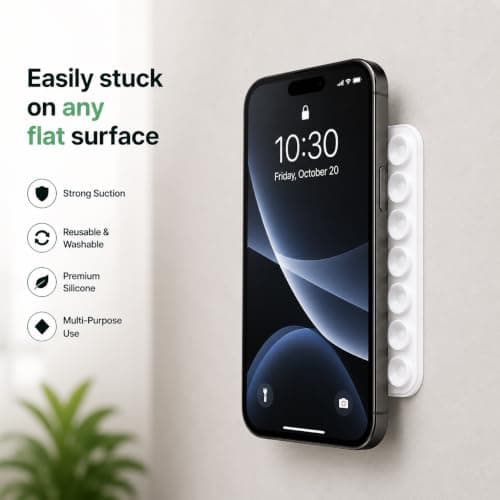 2PCS Silicone Suction Cup Phone Case Mount Double Sided, Strong Sticky Cell Phone Suction Cup Holder, Hands-Free Silicone Phone Grip for Selfies, Videos, Mirrors, Windows & Smooth Surfaces (White) — view 3