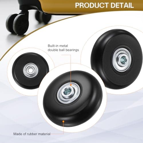 HIPICCO Luggage Suitcase Replacement Wheels, 60x18mm Caster Repair Kit — view 4