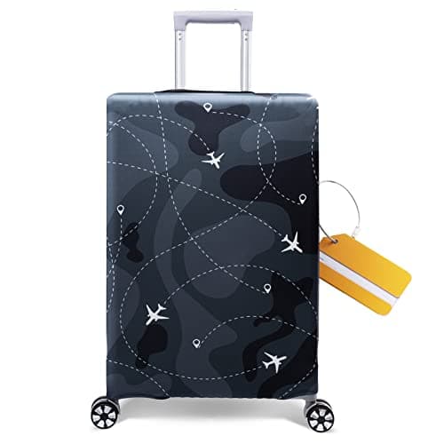 OrgaWise Elastic Travel Luggage Cover Suitcase Cover for 22-32 Inch Suitcase Protective Cover with Zipper, with a Luggage tag, L(26-28 Inch)