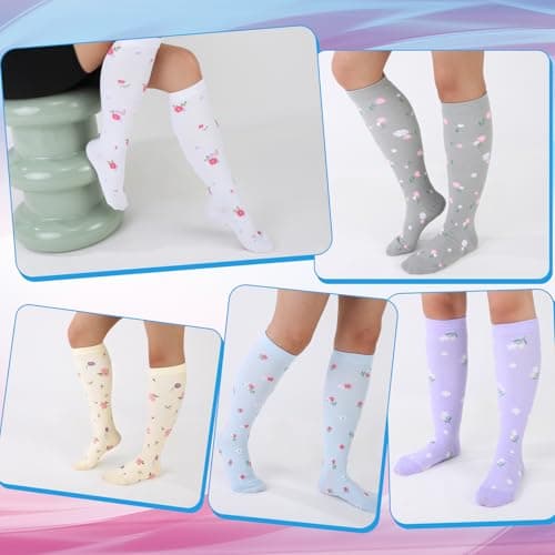 Zuimei 6 Pairs Women Plus Size Leg Compression Socks Wide Calf Compression Support Socks for Women Ideal for Flight Travel Varicose Veins XXL — view 2