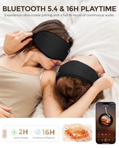 MUSICOZY Cotton Sleep Mask Headphones Side Sleeper Comfort — view 5