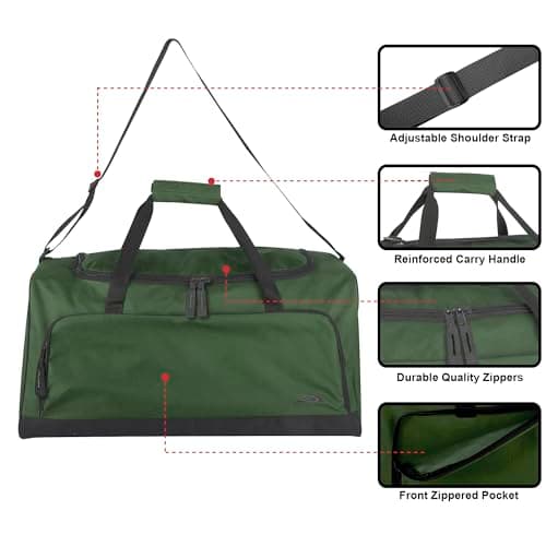 Trailmaker 55 Litre Canvas Duffle Bags for Men & Women for Traveling, the Gym, and as Sports Equipment Bag/Organizer (Green) — view 2