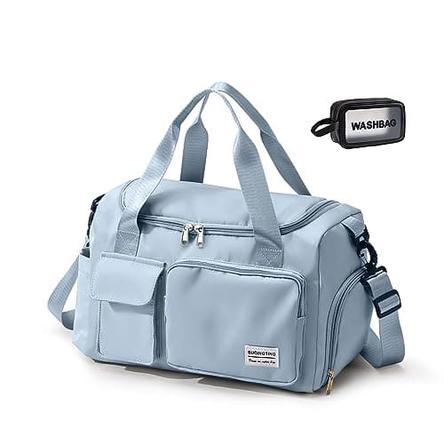 Sky Blue Women's Gym & Travel Duffle Bag - Carry On Weekender with Shoe Compartment