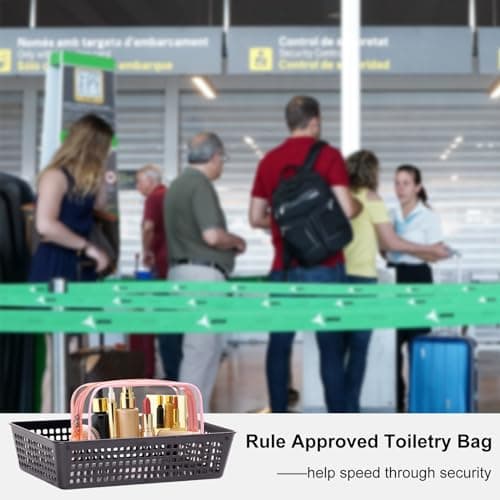PLULON 2 Pack Travel Toiletry Bag, TSA Approved Toiletry Bag Clear Makeup Bag Quart Size Portable Cosmetic Bags Carry on Travel Accessories Bag for Women Men - Pink — view 4