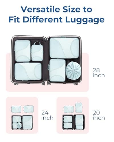 BAGSMART 6 Set Compression Packing Cubes, Travel Bag for Carry on Backpack — view 5