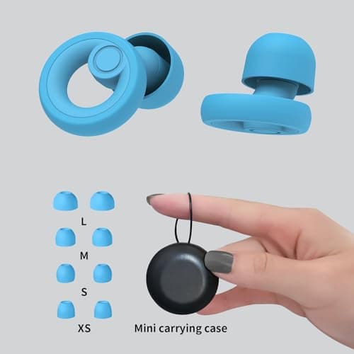 JAYINE Ear Plugs for Sleep, Reusable Soft Silicone Earplugs Hearing Protection, 30dB Noise Cancelling Ear Plugs for Sleeping, Work, Study or Travel - Ear Tips in XS/S/M/L - Blue — view 5