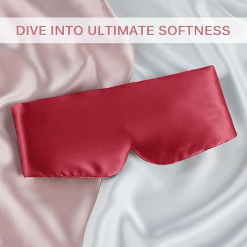 OLESILK 100% Natural Mulberry Silk Eye Mask for Sleeping, Large, Burgundy — view 3