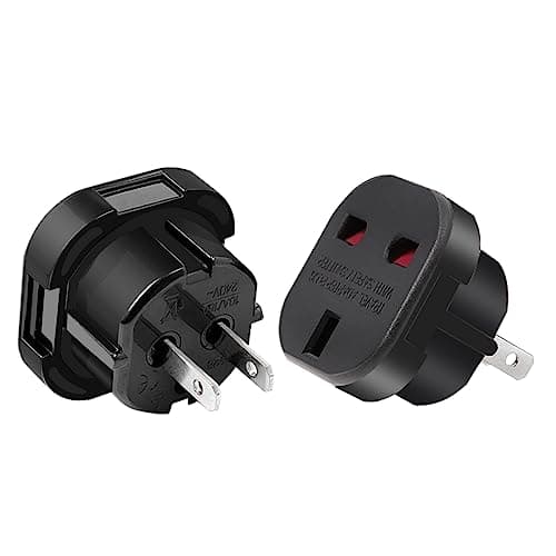 Strhowill 5 Pack UK 3-Pin to US 2-Pin Plug Adapter, Black — view 2