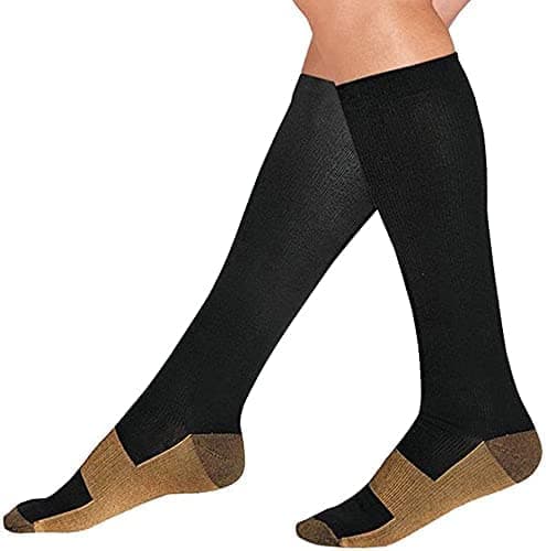 Copper Infused Anti-Fatigue Compression Unisex Flight Travel Socks Anti Swelling DVT Support *UK Stock* (Large/X Large)