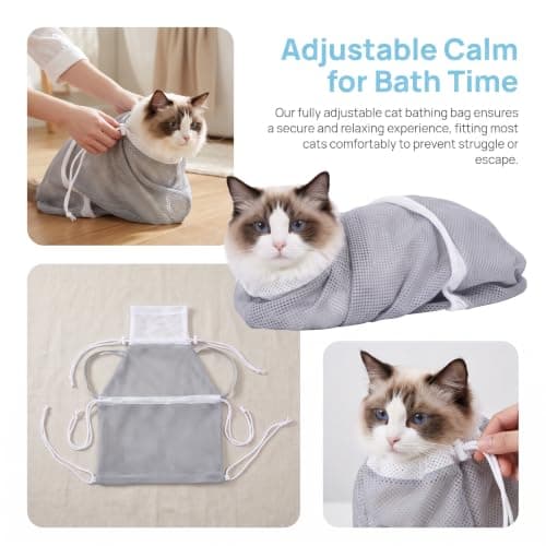 1Pack Cat Bathing Bag, Cat Shower Bag, Adjustable Cat Grooming Bags — view 3