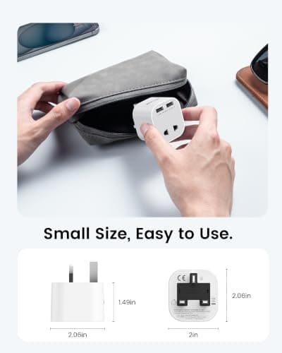 LENCENT Shaver Plug Adaptor UK, 2 Pin to 3 Pin Converter with 2 USB Ports — view 6