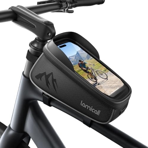 Lamicall Bike Frame Bag Waterproof, [1.6L Capacity] Bike Top Tube Phone Bag