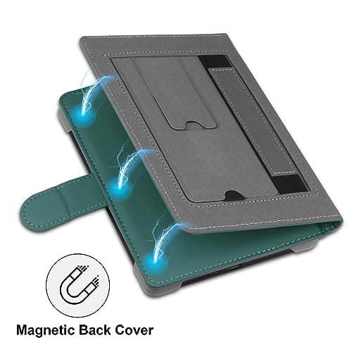 HoYiXi Universal Case Compatible with 6”-6.8” Kobo/PocketBook/Tolino/Sony E-Book eReader Kindle Paperwhite/Clara HD/Kobo Clara 2E Leather Stand Cover for 6-6.8'' E-Book eReader, Green — view 3