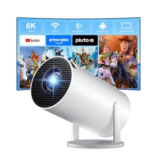 ZDSSY Smart Mini Projector WiFi 6 & Android 14, Built-in Apps, Short Throw