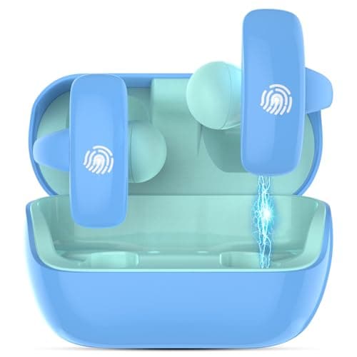 iDIGMALL Kids Wireless Earbuds, Open Ear Clip On Headphones for Teen, Blue