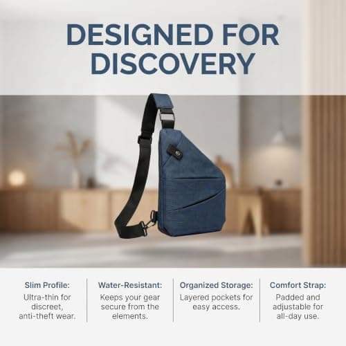 ZHAOCAI Anti Theft Bag Unisex Anti Theft Crossbody Bag Women Oxford Cloth Cross Body Bag Convenient Multi-Pocket Sling Bag Suitable For Travel And Everyday Use (blue) — view 6