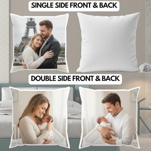 Personalised Cushion Cover | Customised Pillow Cover with Any Text & Photo | Personalised Gifts, Mothers Day, Valentines Day, Birthday, Anniversary & Wedding (Single Side Print) — view 3