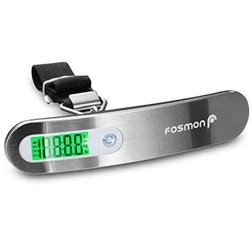 Fosmon Digital Luggage Scale (Stainless Steel, Backlight, LCD Display) Ergonomic and Lightweight Suitcase Weighing Scales, 110 lb / 50 kg with Tare Function - Silver (2-Pack) — view 4